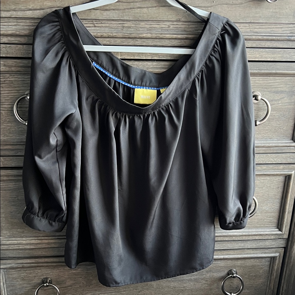 Maeve Black Satin Blouse